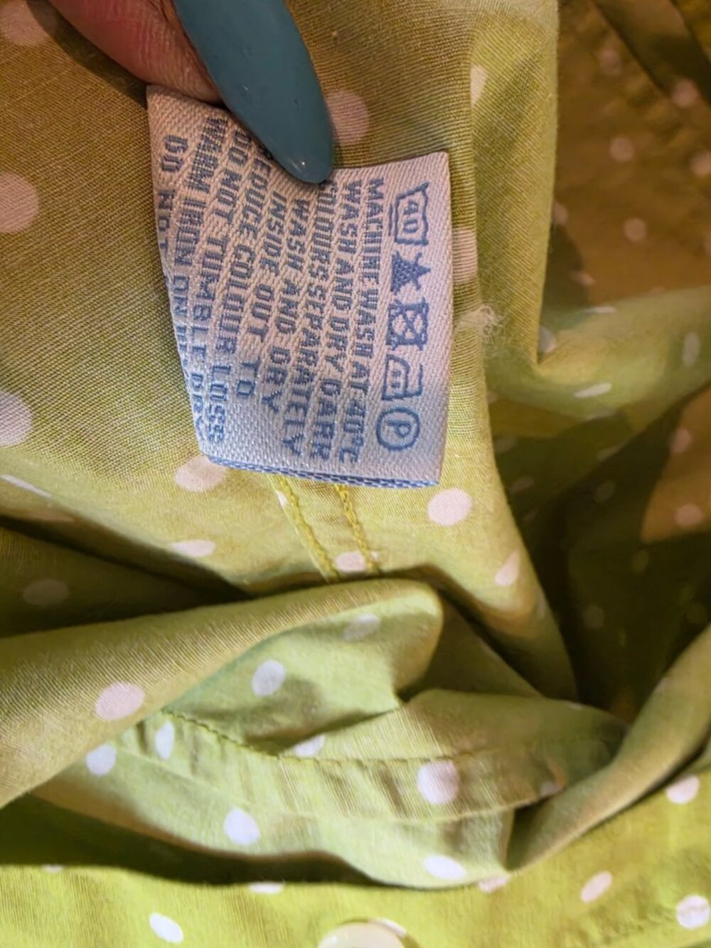 Boden Lime Green & White Polka-dot Button Front Long Sleeve Blouse Size 18 - Picture 9 of 11